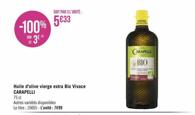 huile d'olive vierge extra bio vivace carapelli