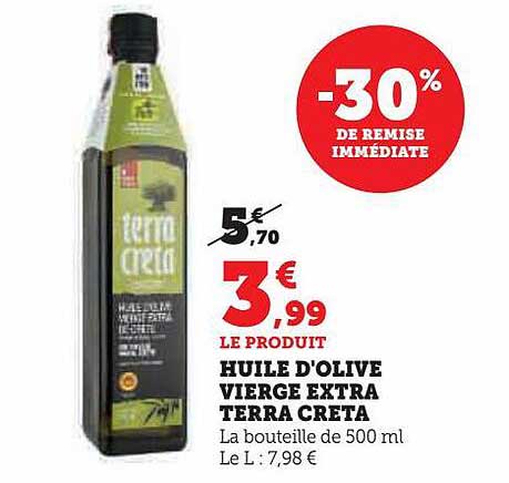 huile d'olive virge extra terra creta -30% de remise immédiate