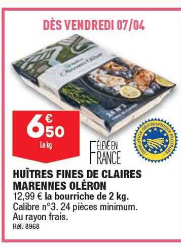 huîtres fines de claires marennes oléron