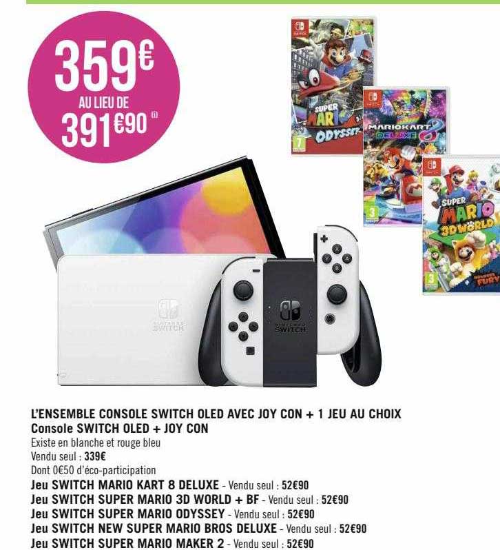 l'ensemble console switch oled avec joy con + 1 jeu au choix