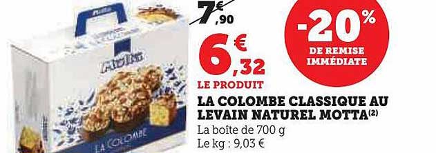 la colombe classique au levain naturel motta -20% de remise immédiate