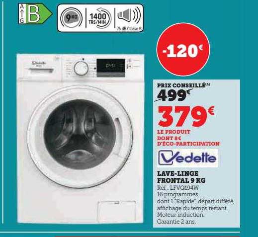 lave-linge frontal 9 kg vedette