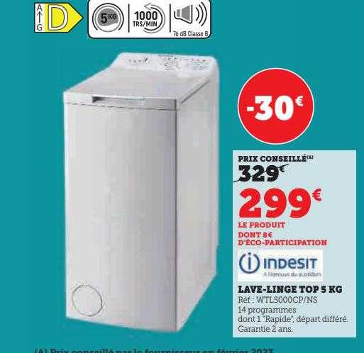 lave-linge top 5 kg indesit