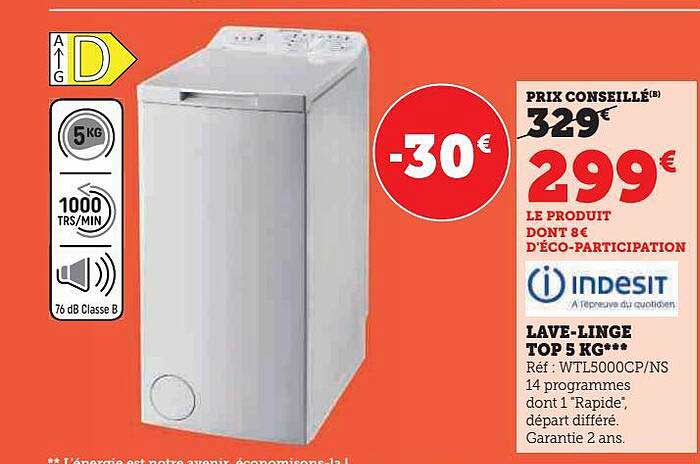lave-linge top 5kg indesit