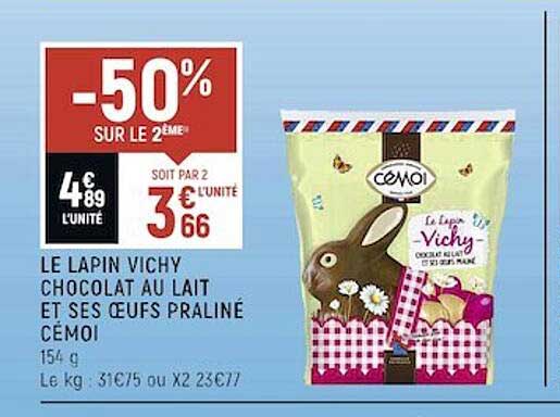 le lapin vichy chocolat au lait et ses œufs praliné cémoi
