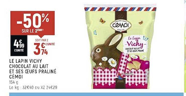 le lapin vichy chocolat au lait et ses œufs praliné cémoi
