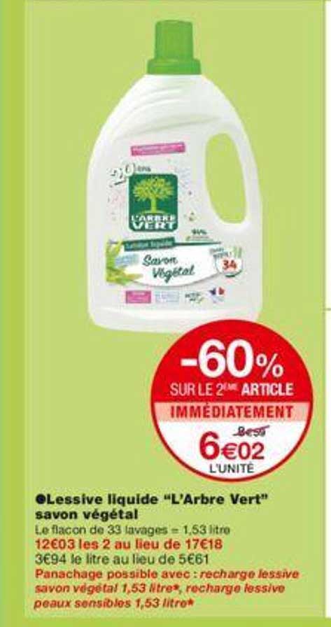 lessive liquide "l'arbre vert" savon végétal