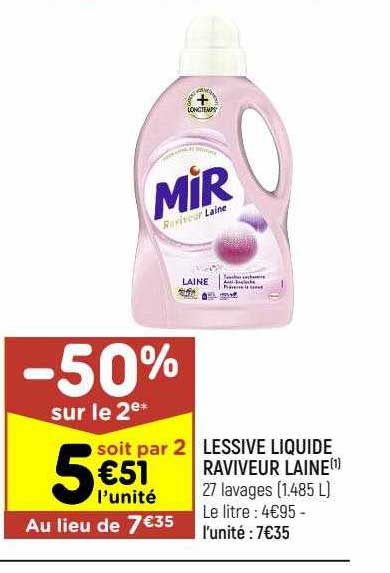 lessive liquide raviveur laine -50% sur le 2e