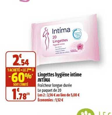 Lingettes Hygiène Intime Intima
