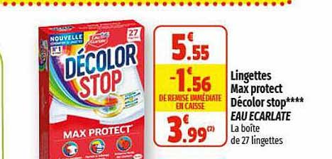 lingettes max protect décolor stop eau ecarlate