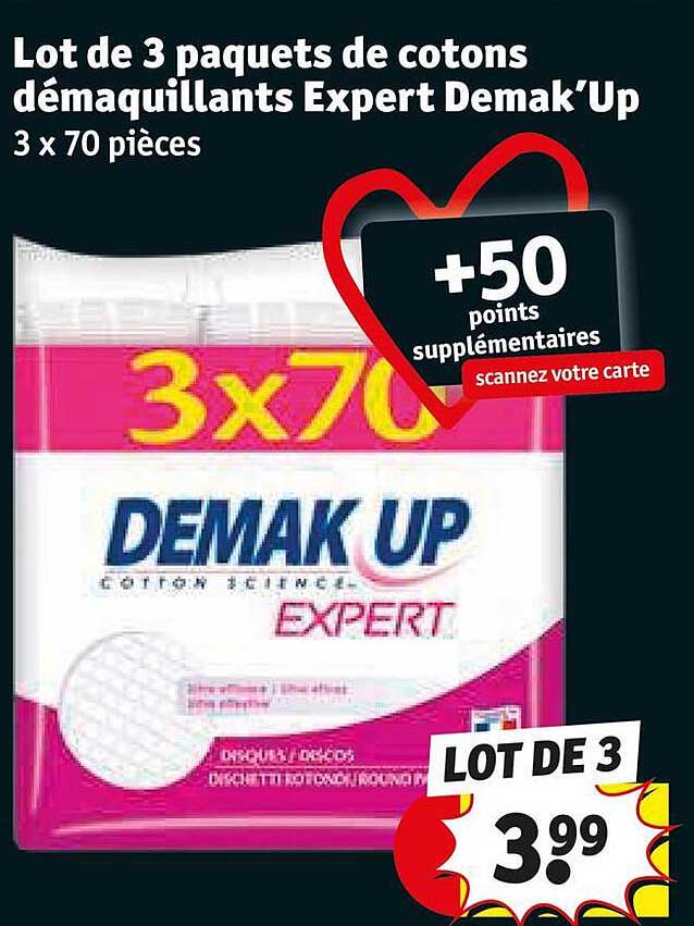 lot de 3 paquets de cotons démaquillants expert demak'up