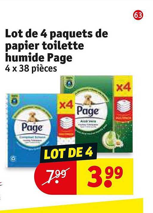 Lot De 4 Paquets De Papier Toilette Humide Page