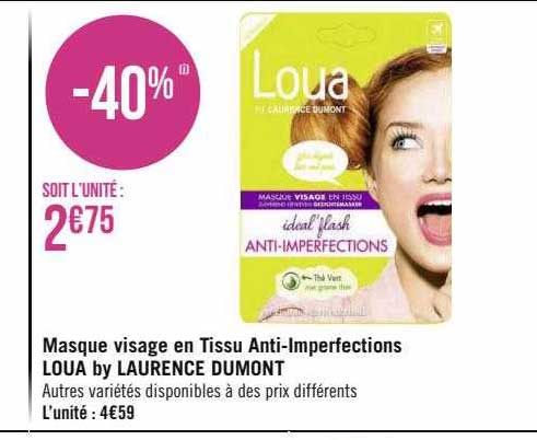 masque visage en tissu anti-imperfections loua by laurence dumont