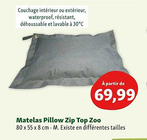matelas pillow zip top zoo
