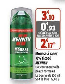 mousse à raser 0% alcool mennen