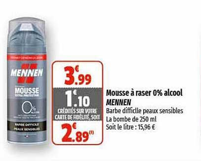 mousse à raser 0% alcool mennen