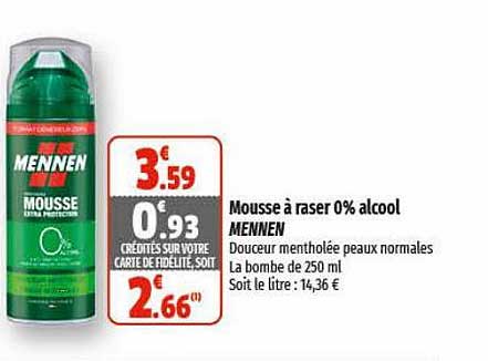 mousse à raser 0% alcool mennen