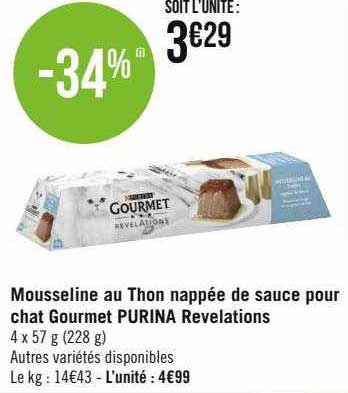 Mousseline Au Thon Nappée De Sauce Pour Chat Gourmet Purina Révélations