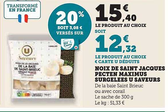 noix de saint jacques pecten maximus surgelées u saveurs