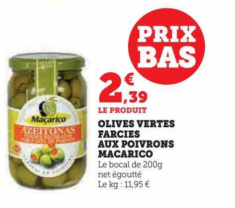 olives vertes farcies aux poivrons macarico