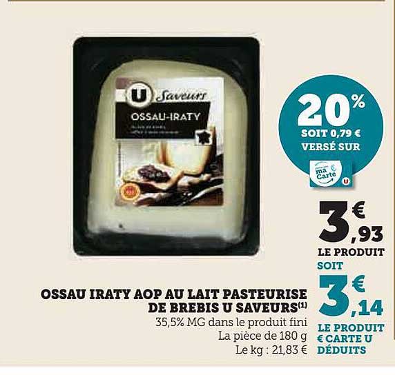 ossau iraty aop au lait pasteurisé de brebis u saveurs
