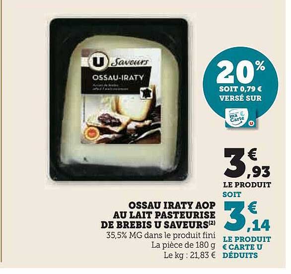 ossau iraty aop au lait pasteurisé de brebis u saveurs