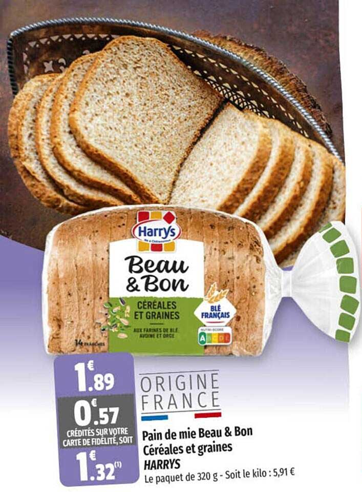 pain de mie beau & bon céréales et graines harrys
