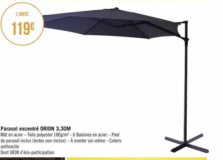 parasol excentré orion 3,30 m