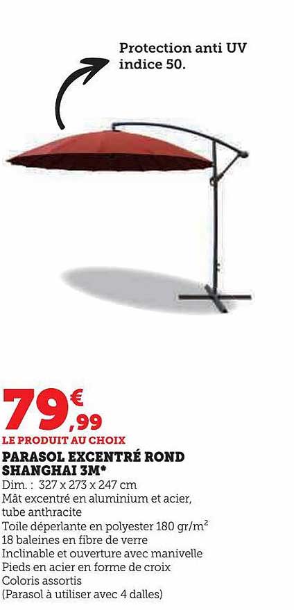 parasol excentré rond shanghai 3m