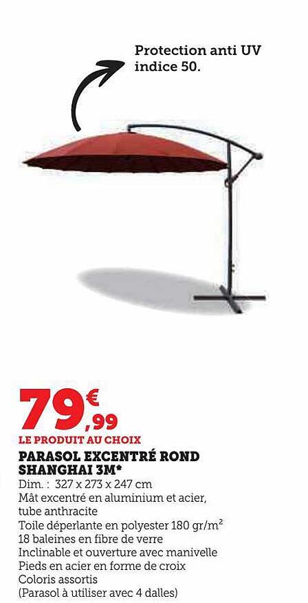 parasol excentré rond shanghai 3m