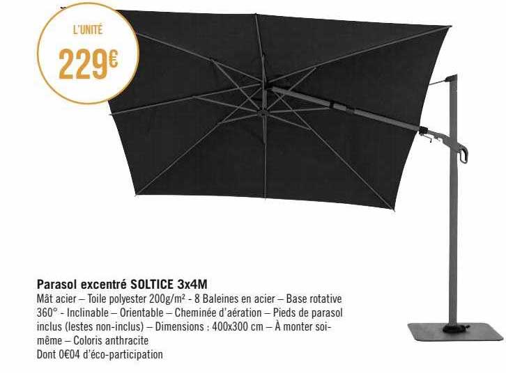parasol excentré soltice 3 x 4 m
