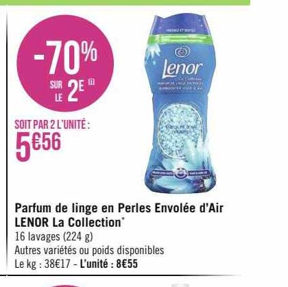 parfum de linge en perles envolée d'air lenor la collection