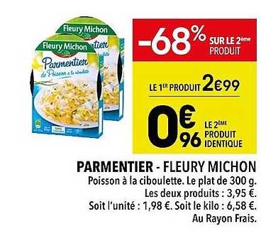 parmentier fleury michon -68% sur le 2ème produit