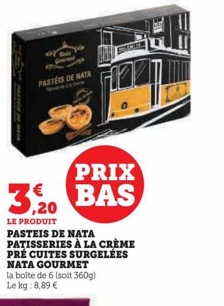 pasteis de nata pâtisseries à la crème pré cuites surgelées nata gourmet