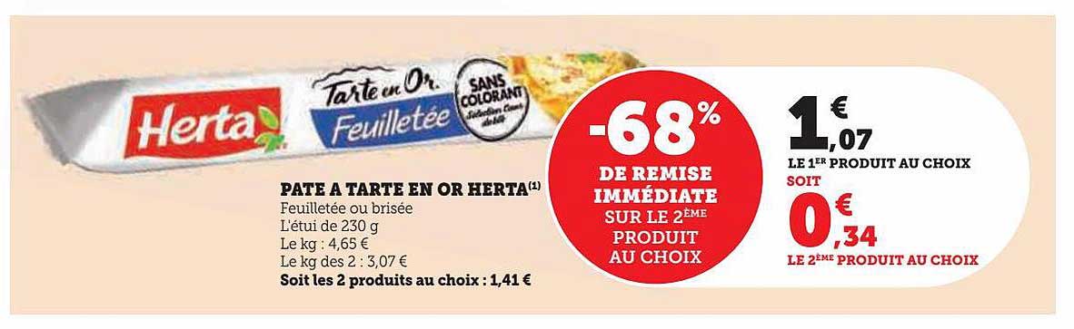 Pâte à Tarte En Or Herta -68% De Remise Immédiate Sur Le 2ème Produit Au Choix
