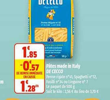 pâtes made in italy de cecco