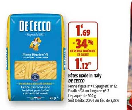 pâtes made in italy de cecco