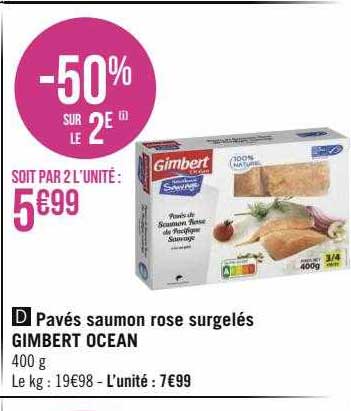 pavés saumon rose surgelés gimbert ocean