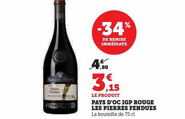 pays d'oc igp rouge les pierres fendues -34% de remise immédiate