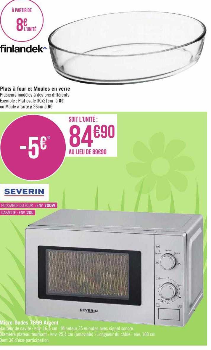 plats à four et moules en verre finlandek, micro-ondes 7899 argent severin