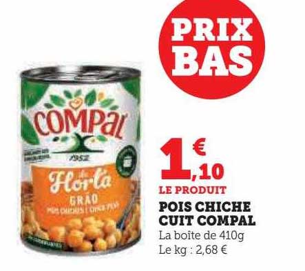 pois chiche cuit compal