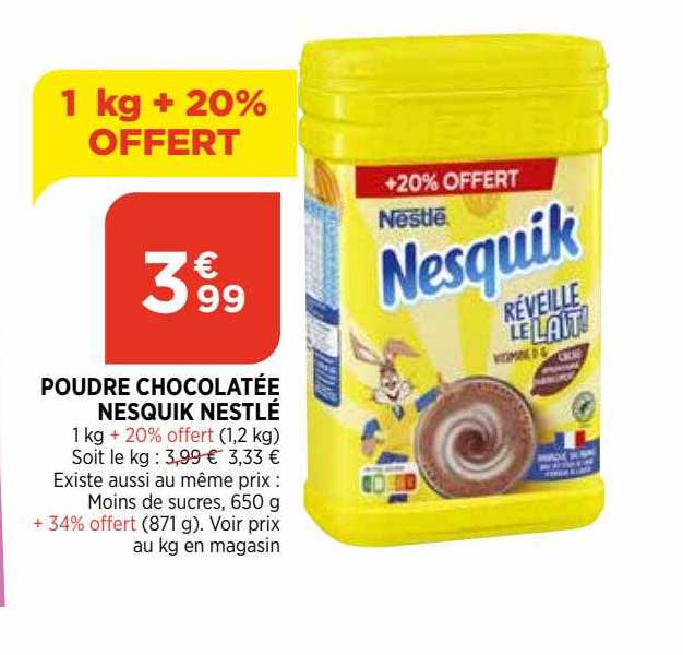 poudre chocolatée nesquik nestlé