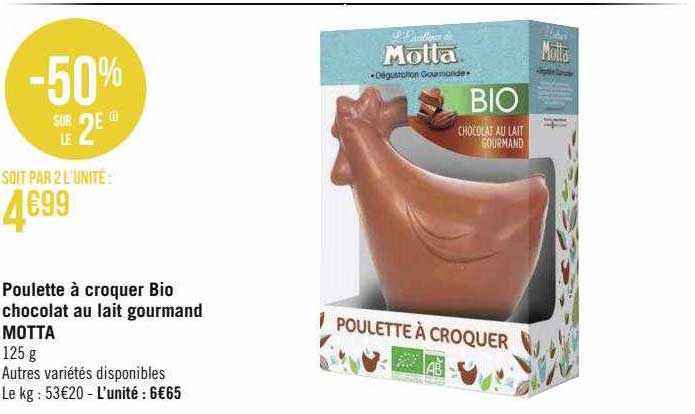 poulette à croquer bio chocolat au lait gourmand motta