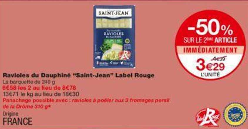 ravioles du dauphiné "saint-jean" label rouge