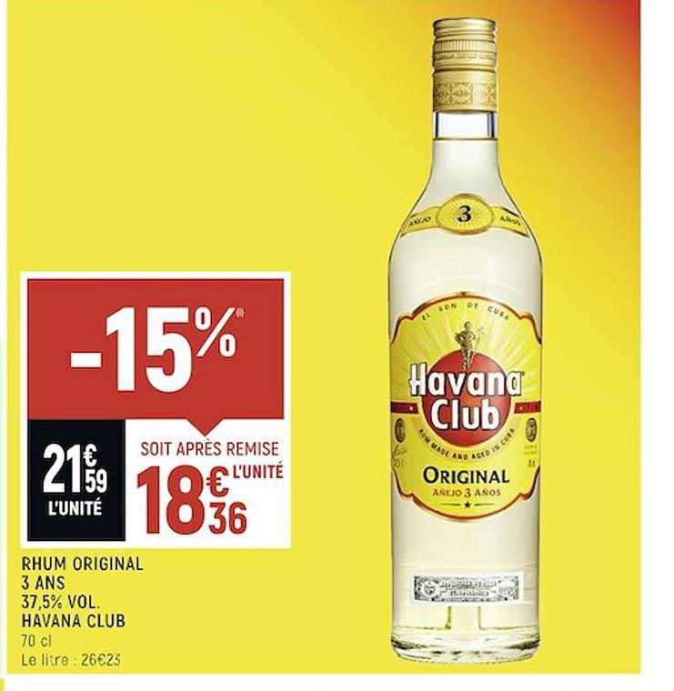 rhum original 3 ans 37.5% vol havana club