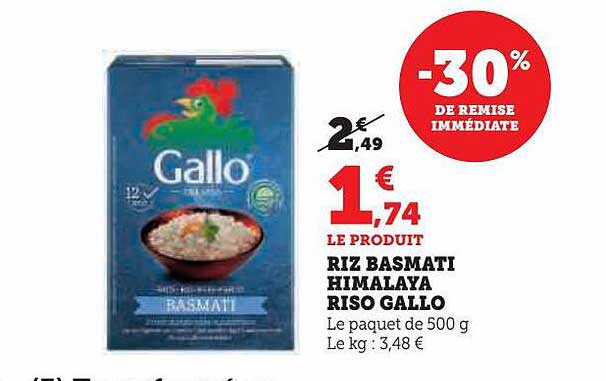 riz basmati himalaya riso gallo -30% de remise immédiate