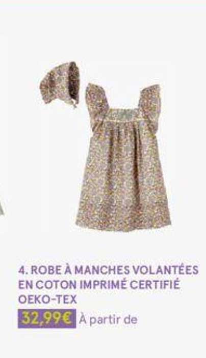 robe à manches volantées en coton imprimé certifié oeko-tex