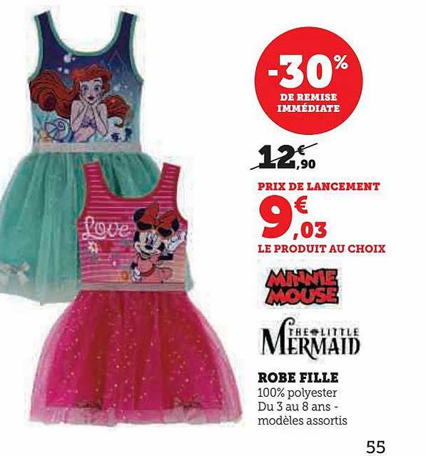 robe fille minnie mouse the little mermaid -30% de remise immédiate