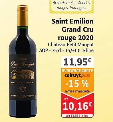 saint emilion grand cru rouge 2020 château petit mangot