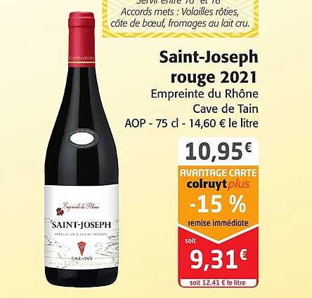 saint-joseph rouge 2021 empreinte du rhône cave de tain